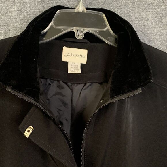 St John’s Bay Black Medium Weight Car Coat Women Petite Medium Zip Front Pockets - Picture 10 of 16
